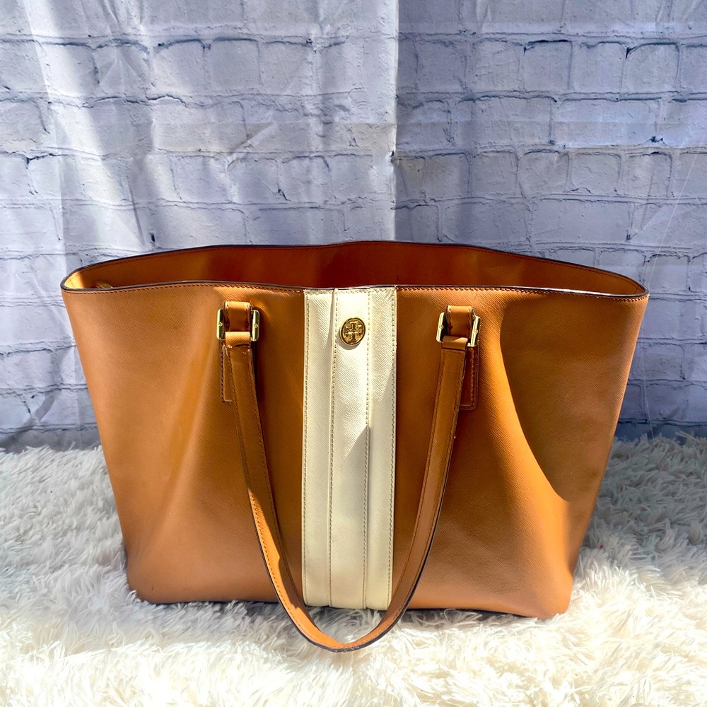Tory Burch Gemini Tote in Cream and Brown